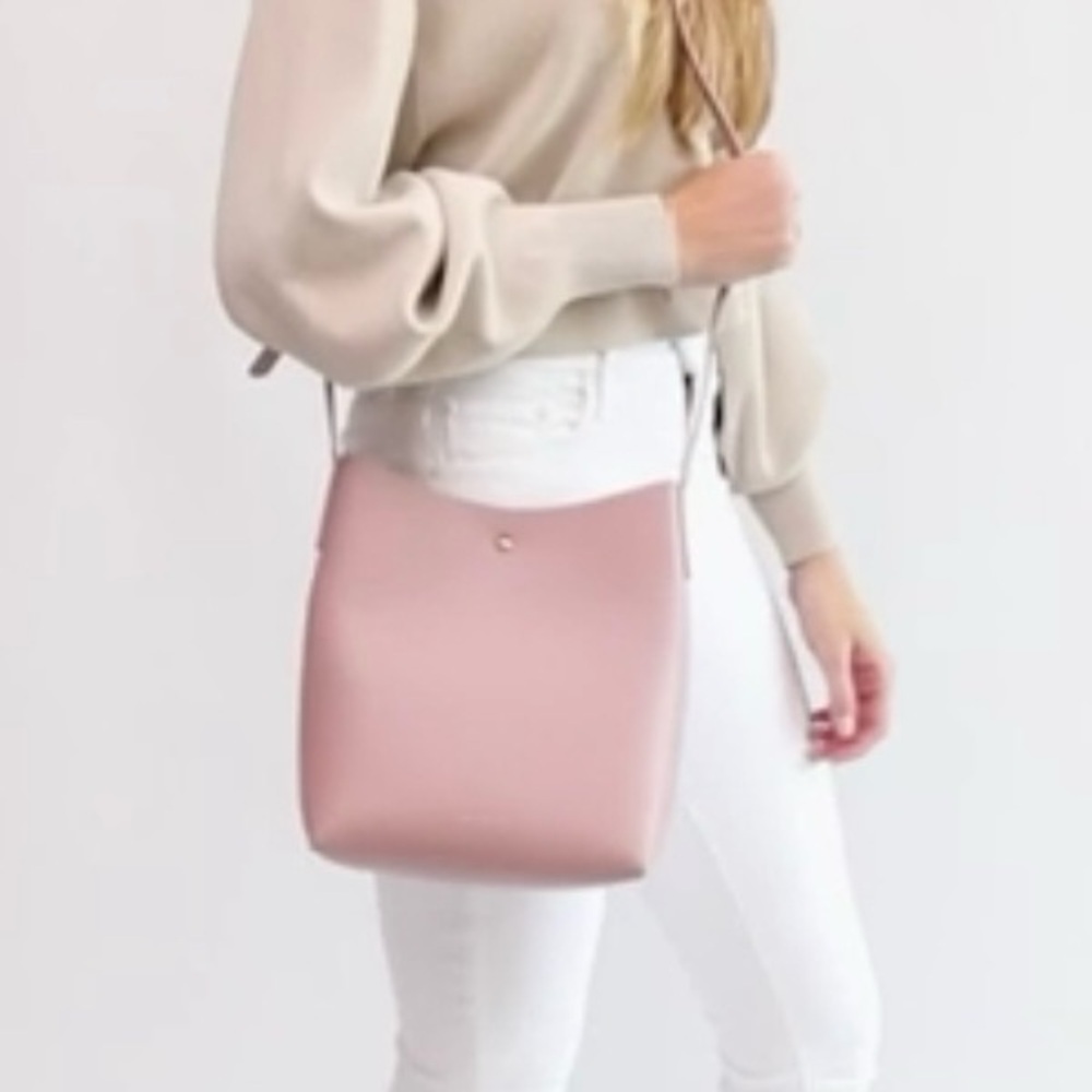 Samara Lavender Pink Faux Vegan Leather Adjustable Strap Minimalist Shoulder Bag